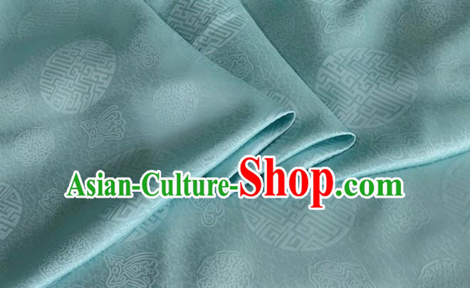 Asian Chinese Classical Longevity Pattern Design Light Blue Brocade Jacquard Fabric Traditional Cheongsam Silk Material