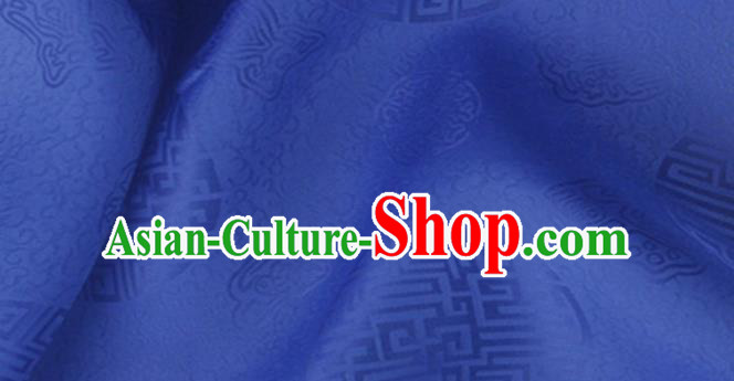Asian Chinese Classical Longevity Pattern Design Deep Blue Brocade Jacquard Fabric Traditional Cheongsam Silk Material
