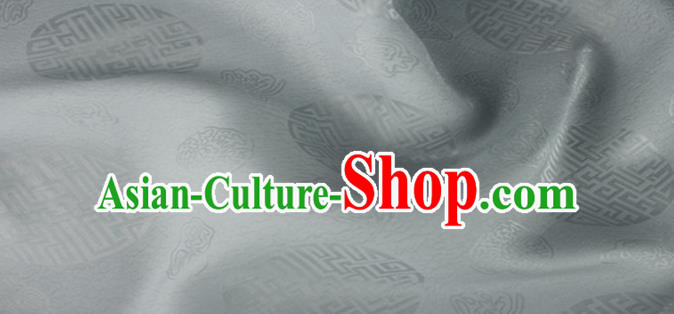 Asian Chinese Classical Longevity Pattern Design Grey Brocade Jacquard Fabric Traditional Cheongsam Silk Material