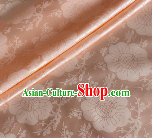 Asian Chinese Classical Plum Blossom Pattern Design Pink Silk Fabric Traditional Cheongsam Material