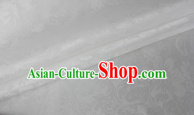 Asian Chinese Classical Rose Pattern Design White Silk Fabric Traditional Cheongsam Material