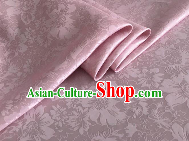Asian Chinese Classical Rose Pattern Design Pink Silk Fabric Traditional Cheongsam Material