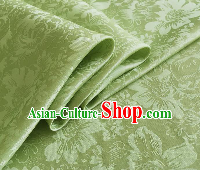 Asian Chinese Classical Rose Pattern Design Green Silk Fabric Traditional Cheongsam Material
