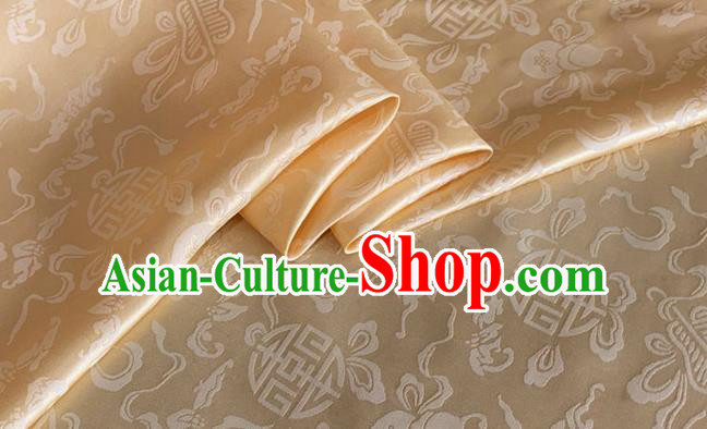 Asian Chinese Classical Ribbon Calabash Pattern Design Champagne Silk Fabric Traditional Cheongsam Material