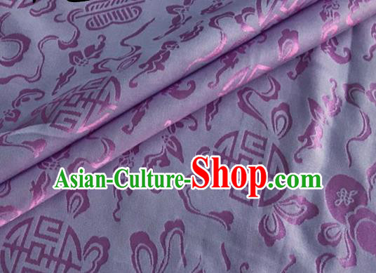 Asian Chinese Classical Ribbon Calabash Pattern Design Lilac Silk Fabric Traditional Cheongsam Material