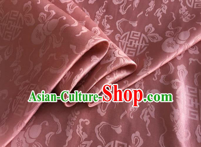 Asian Chinese Classical Ribbon Calabash Pattern Design Deep Pink Silk Fabric Traditional Cheongsam Material