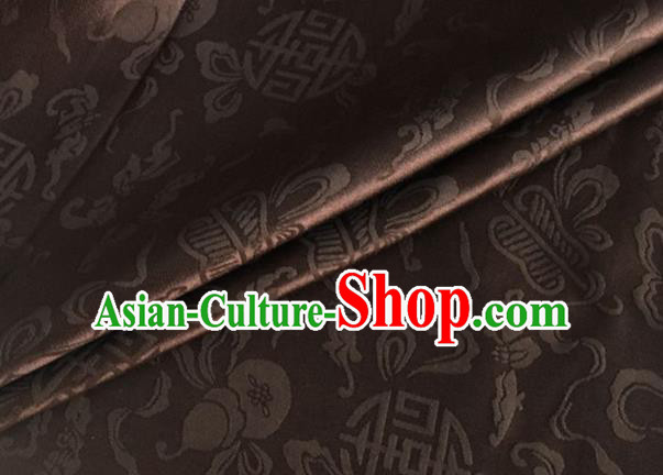 Asian Chinese Classical Ribbon Calabash Pattern Design Deep Brown Silk Fabric Traditional Cheongsam Material