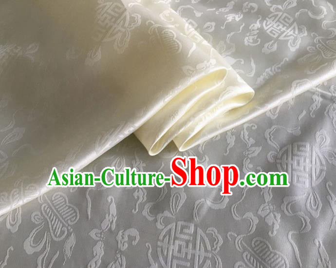 Asian Chinese Classical Ribbon Calabash Pattern Design Beige Silk Fabric Traditional Cheongsam Material