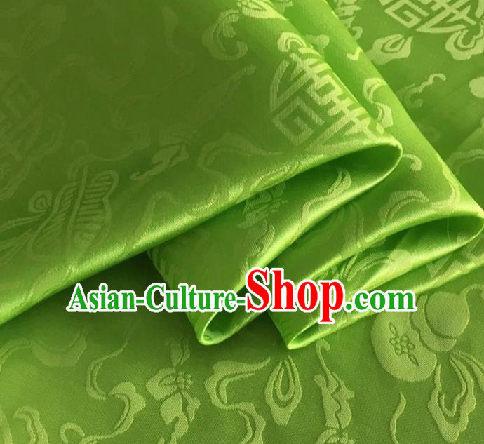 Asian Chinese Classical Ribbon Calabash Pattern Design Grass Green Silk Fabric Traditional Cheongsam Material