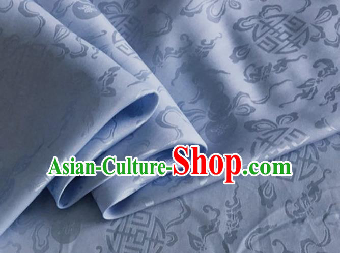 Asian Chinese Classical Ribbon Calabash Pattern Design Light Blue Silk Fabric Traditional Cheongsam Material