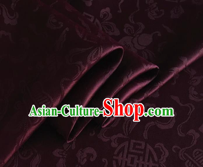 Asian Chinese Classical Ribbon Calabash Pattern Design Amaranth Silk Fabric Traditional Cheongsam Material