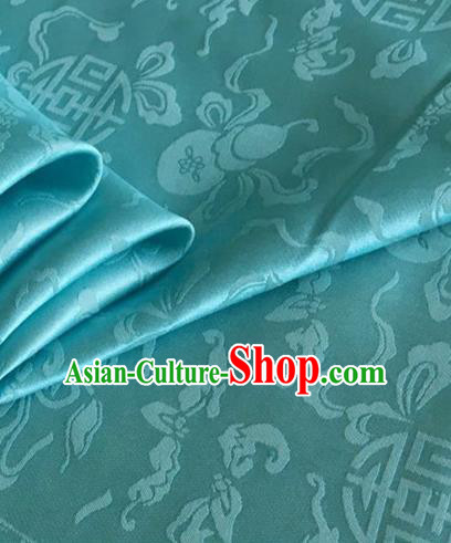 Asian Chinese Classical Ribbon Calabash Pattern Design Lake Blue Silk Fabric Traditional Cheongsam Material