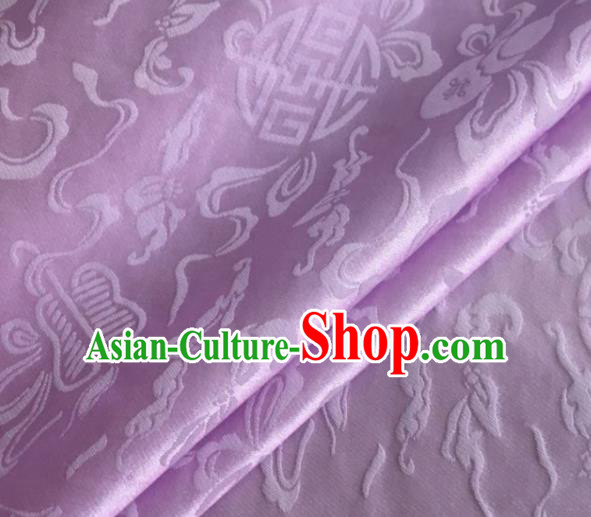 Asian Chinese Classical Ribbon Calabash Pattern Design Light Purple Silk Fabric Traditional Cheongsam Material