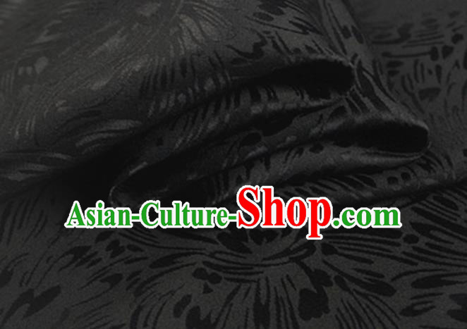 Asian Chinese Classical Pattern Design Black Silk Fabric Traditional Cheongsam Brocade Material