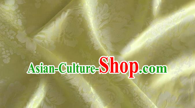 Asian Chinese Classical Peony Pattern Design Light Green Silk Fabric Traditional Cheongsam Brocade Material