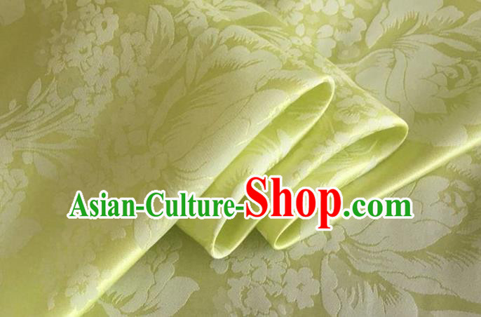 Asian Chinese Classical Peony Pattern Design Light Green Silk Fabric Traditional Cheongsam Brocade Material