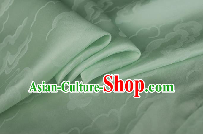 Asian Chinese Classical Cloud Pattern Design Light Green Silk Fabric Traditional Cheongsam Brocade Material