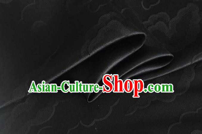 Asian Chinese Classical Cloud Pattern Design Black Silk Fabric Traditional Cheongsam Brocade Material