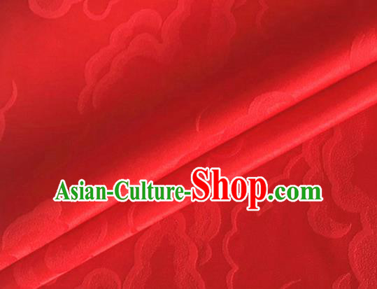Asian Chinese Classical Cloud Pattern Design Red Silk Fabric Traditional Cheongsam Brocade Material