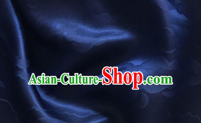 Asian Chinese Classical Cloud Pattern Design Navy Silk Fabric Traditional Cheongsam Brocade Material