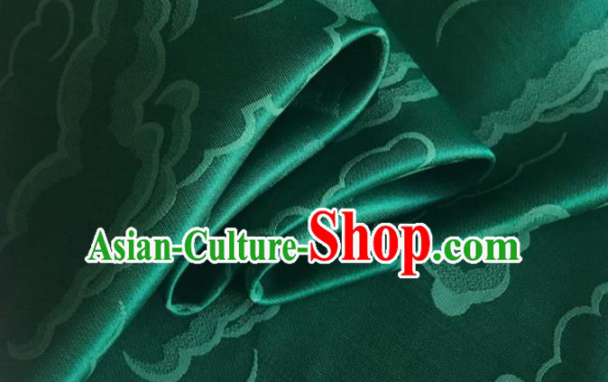 Asian Chinese Classical Cloud Pattern Design Green Silk Fabric Traditional Cheongsam Brocade Material