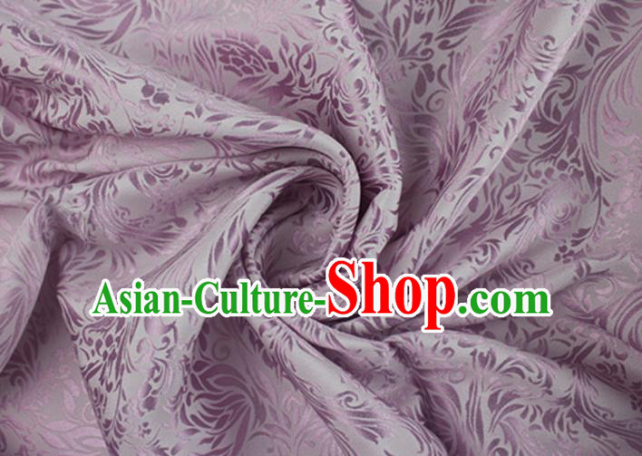 Asian Chinese Classical Iris Pattern Design Light Purple Silk Fabric Traditional Cheongsam Brocade Material