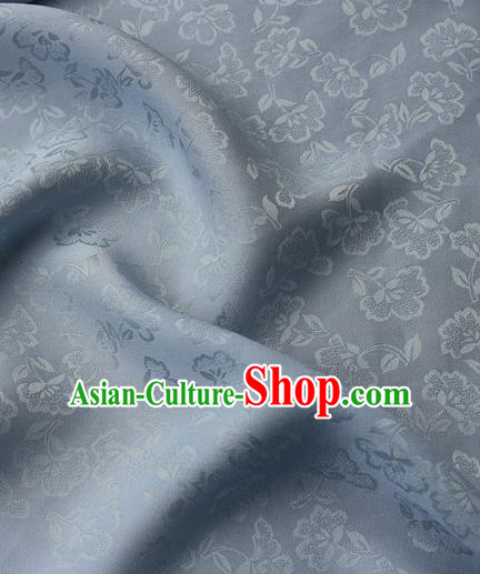 Asian Chinese Classical Flowers Pattern Design Light Blue Silk Fabric Traditional Cheongsam Brocade Material