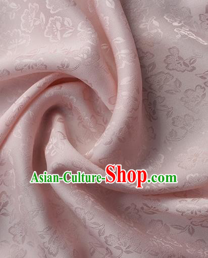 Asian Chinese Classical Flowers Pattern Design Light Pink Silk Fabric Traditional Cheongsam Brocade Material