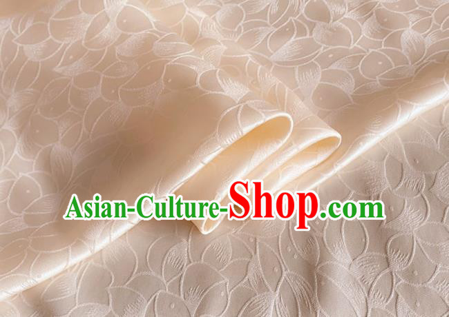 Asian Chinese Classical Lotus Petals Pattern Design Champagne Silk Fabric Traditional Cheongsam Brocade Material