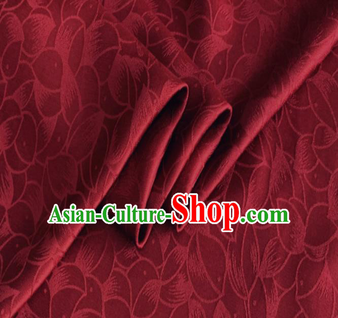 Asian Chinese Classical Lotus Petals Pattern Design Purplish Red Silk Fabric Traditional Cheongsam Brocade Material