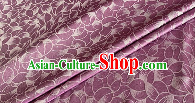 Asian Chinese Classical Lotus Petals Pattern Design Wine Red Silk Fabric Traditional Cheongsam Brocade Material