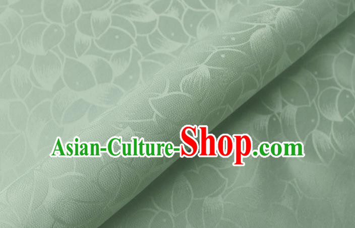 Asian Chinese Classical Lotus Petals Pattern Design Light Green Silk Fabric Traditional Cheongsam Brocade Material