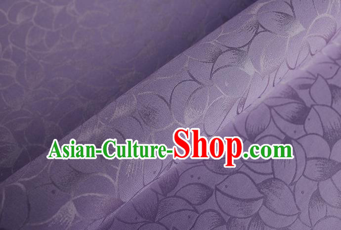 Asian Chinese Classical Lotus Petals Pattern Design Lilac Silk Fabric Traditional Cheongsam Brocade Material