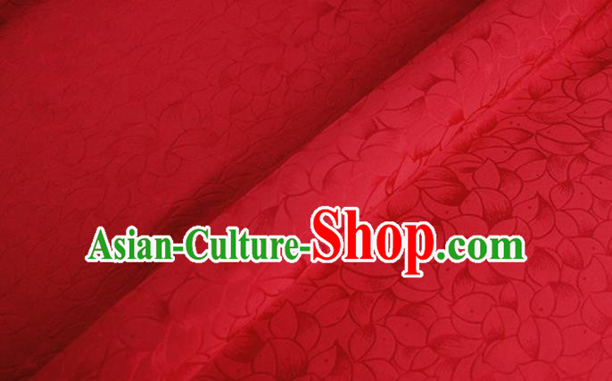 Asian Chinese Classical Lotus Petals Pattern Design Red Silk Fabric Traditional Cheongsam Brocade Material