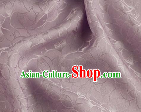Asian Chinese Classical Lotus Petals Pattern Design Light Purple Silk Fabric Traditional Cheongsam Brocade Material
