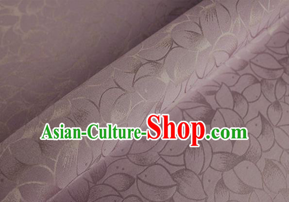 Asian Chinese Classical Lotus Petals Pattern Design Light Purple Silk Fabric Traditional Cheongsam Brocade Material