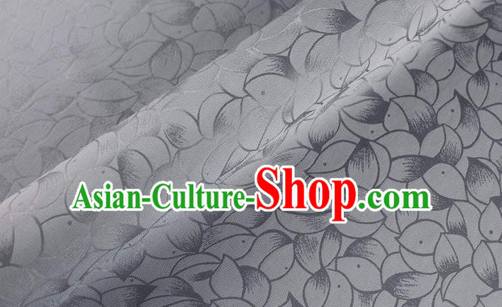 Asian Chinese Classical Lotus Petals Pattern Design Grey Silk Fabric Traditional Cheongsam Brocade Material