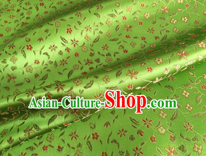 Asian Chinese Classical Pepper Flowers Pattern Design Green Brocade Fabric Traditional Cheongsam Silk Material