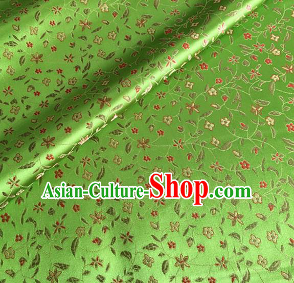 Asian Chinese Classical Pepper Flowers Pattern Design Green Brocade Fabric Traditional Cheongsam Silk Material