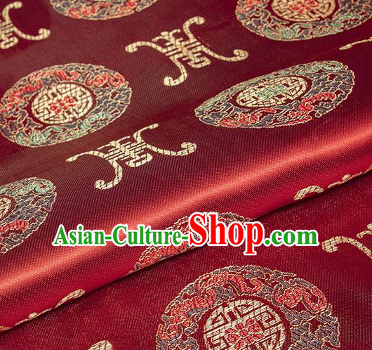 Asian Chinese Classical Lucky Pattern Design Red Silk Fabric Traditional Hanfu Brocade Material