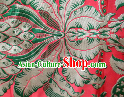 Asian Chinese Classical Pattern Design Red Silk Fabric Traditional Tibetan Brocade Material