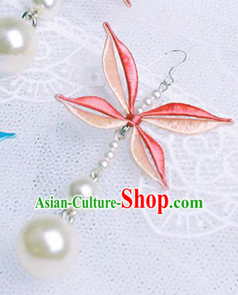 Chinese Traditional National Pink Butterfly Earrings Handmade Ear Accessories for Women