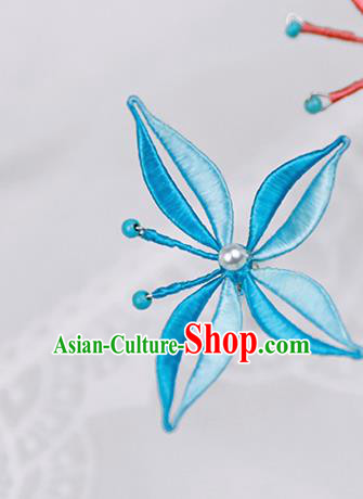 Chinese Traditional Blue Butterfly Hairpin Handmade Hanfu Hair Accessories for Women