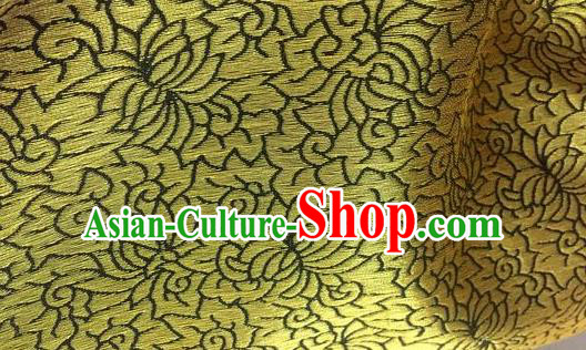 Asian Chinese Classical Lotus Pattern Design Yellow Silk Fabric Traditional Nanjing Brocade Material