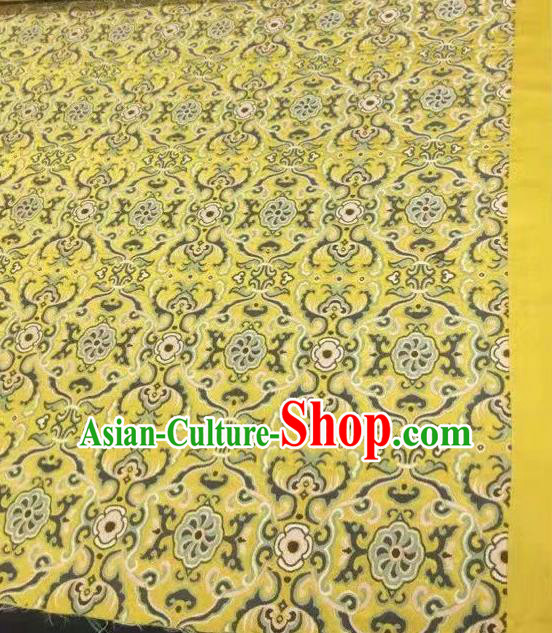 Asian Chinese Classical Pattern Design Yellow Silk Fabric Traditional Nanjing Brocade Material