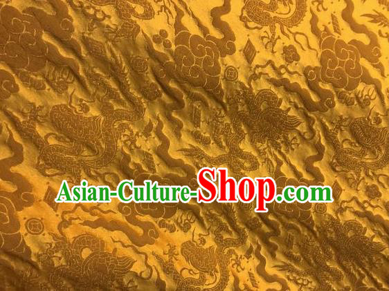 Asian Chinese Classical Cloud Dragon Pattern Design Golden Silk Fabric Traditional Nanjing Brocade Material