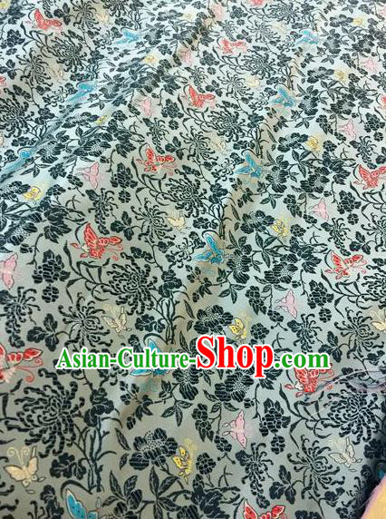 Asian Chinese Classical Butterfly Chrysanthemum Pattern Design Silk Fabric Traditional Nanjing Brocade Material