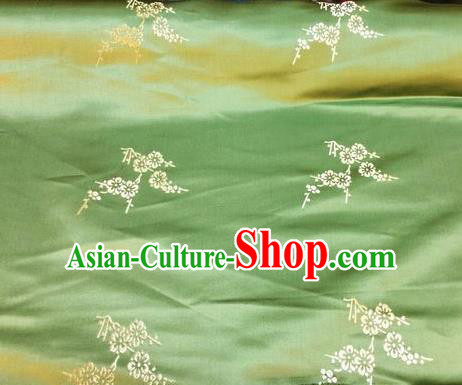 Asian Chinese Classical Plum Pattern Design Green Silk Fabric Traditional Nanjing Brocade Material
