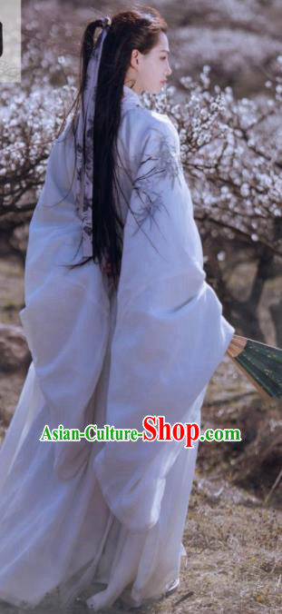 Traditional Chinese Ancient Swordsman White Clothing Ming Dynasty Royal Prince Costumes for Men