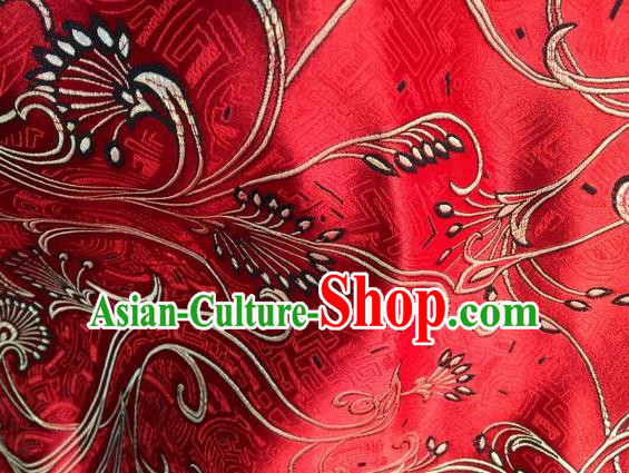 Asian Chinese Classical Fireworks Pattern Design Red Silk Fabric Traditional Nanjing Brocade Material